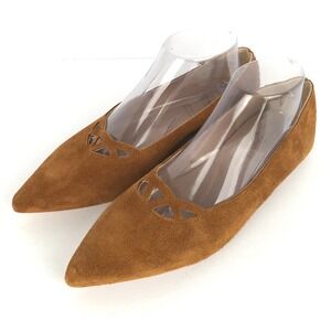 RICCARDO‎ BOCCIA Suede Leather Pointed Toe Flats Sz 40 9.5 Cutout Brown Italy